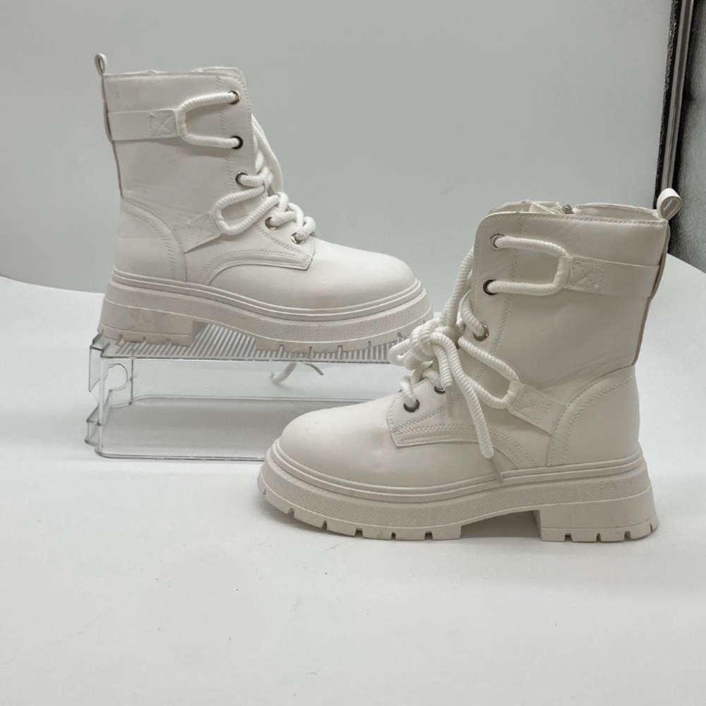 Wild Diva White Combat Boots